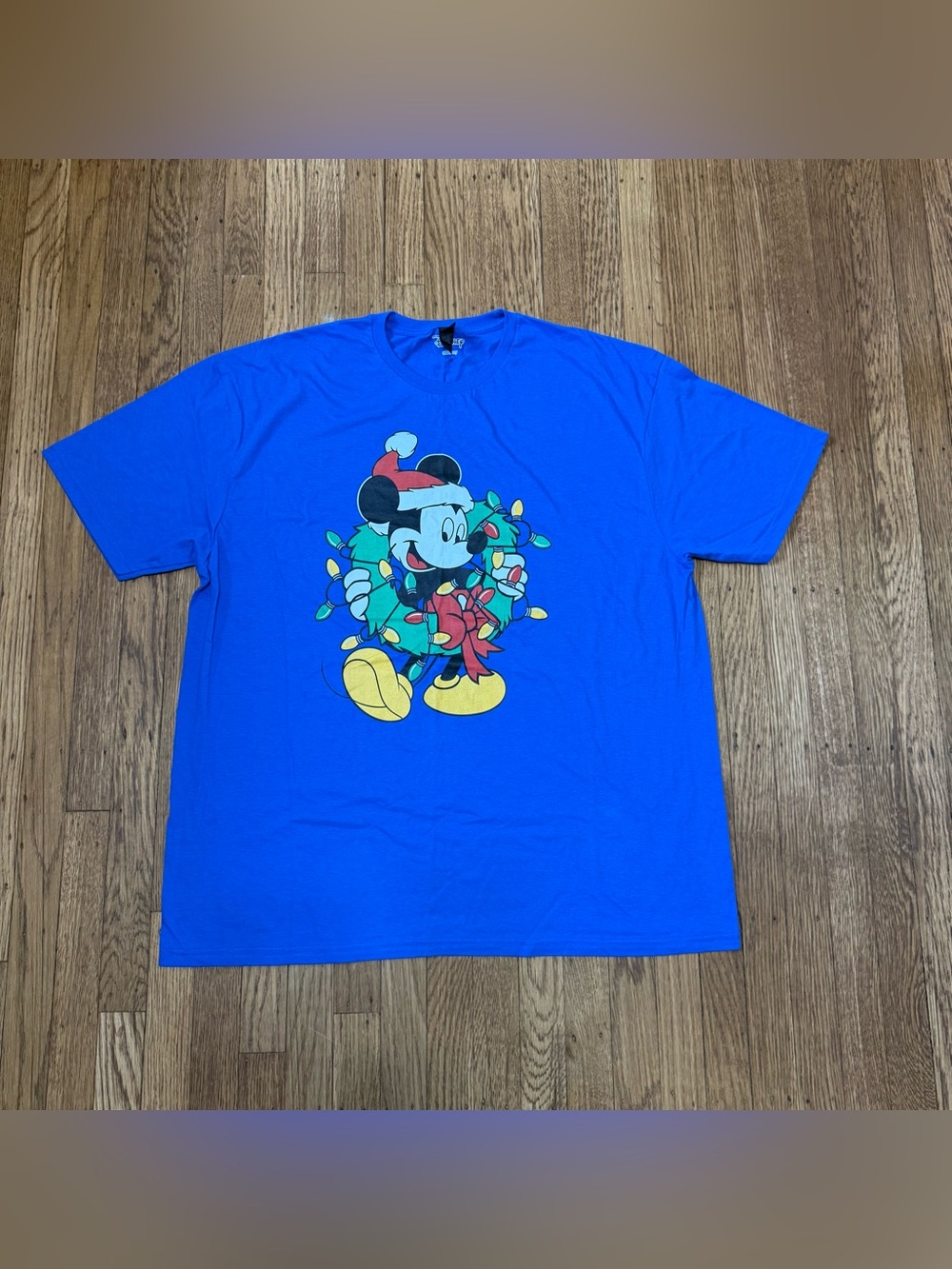 NWOT Disney Royal Blue Mickey Mouse Holiday Wreath Tee Mens/Womens size 2XL